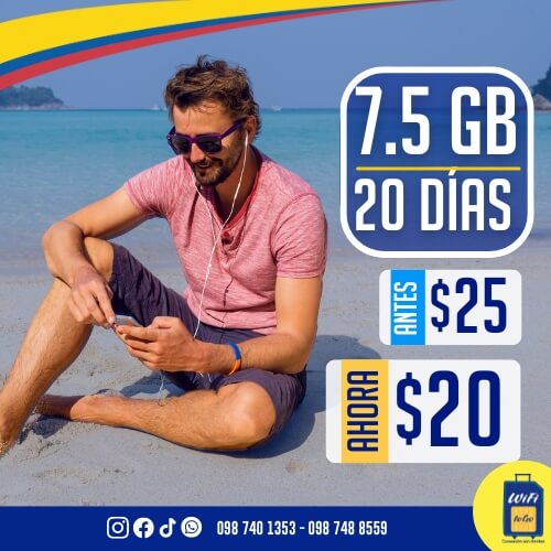 Colombia 20 días y 7.50 GB a $20