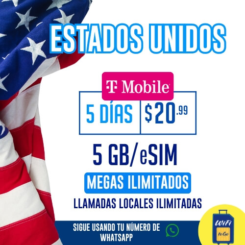 eSIM T-Mobile 5 dias $20.99