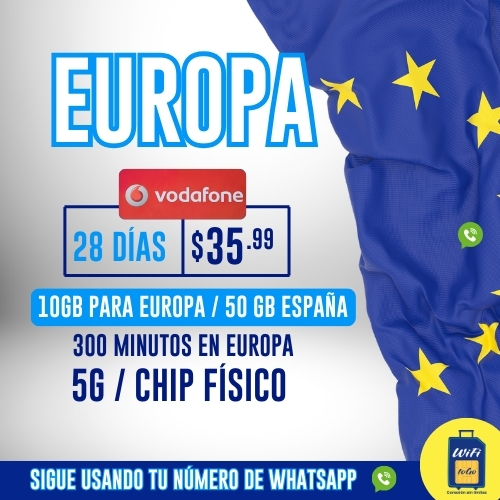 Chip Vodafone 28 días a $35.99